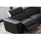 Canapé d'angle double relax électrique en cuir de buffle italien de luxe 7/8 places BESTRELAX noir et blanc, angle gauche, Canapé d'angle double relax électrique en cuir de buffle italien de luxe 7/8 places BESTRELAX noir et blanc, angle gauche,