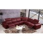 Canapé d'angle double relax électrique en cuir de buffle italien de luxe 7/8 places BESTRELAX, bordeaux et blanc, angle droit, Canapé d'angle double relax électrique en cuir de buffle italien de luxe 7/8 places BESTRELAX, bordeaux et blanc, angle droit,