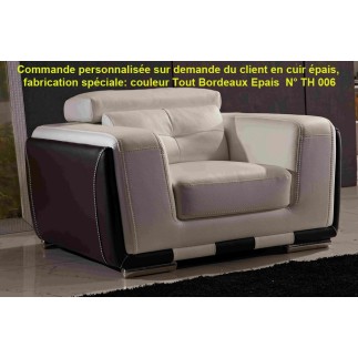 COMMANDE PERSONNALISEE SUR DEMANDE DU CLIENT MR DIVINYI FRANCISC Fauteuil 1 place en cuir italien buffle JASON, TOUT BORDEAUX N°