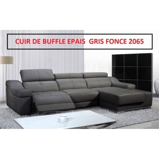 COMMANDE PERSONNALISEE SUR DEMANDE DU CLIENT Canapé d'angle double relax en cuir de buffle Epais italien de luxe 5 places BiRELA