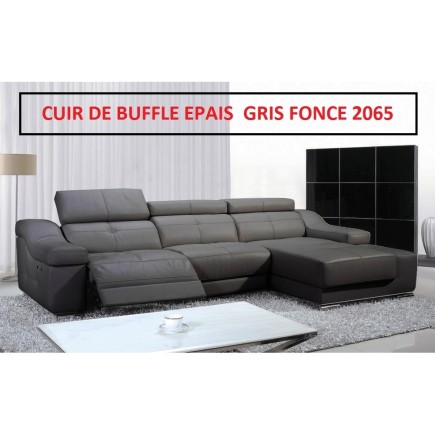 COMMANDE PERSONNALISEE SUR DEMANDE DU CLIENT Canapé d'angle double relax en cuir de buffle Epais italien de luxe 5 places BiRELA