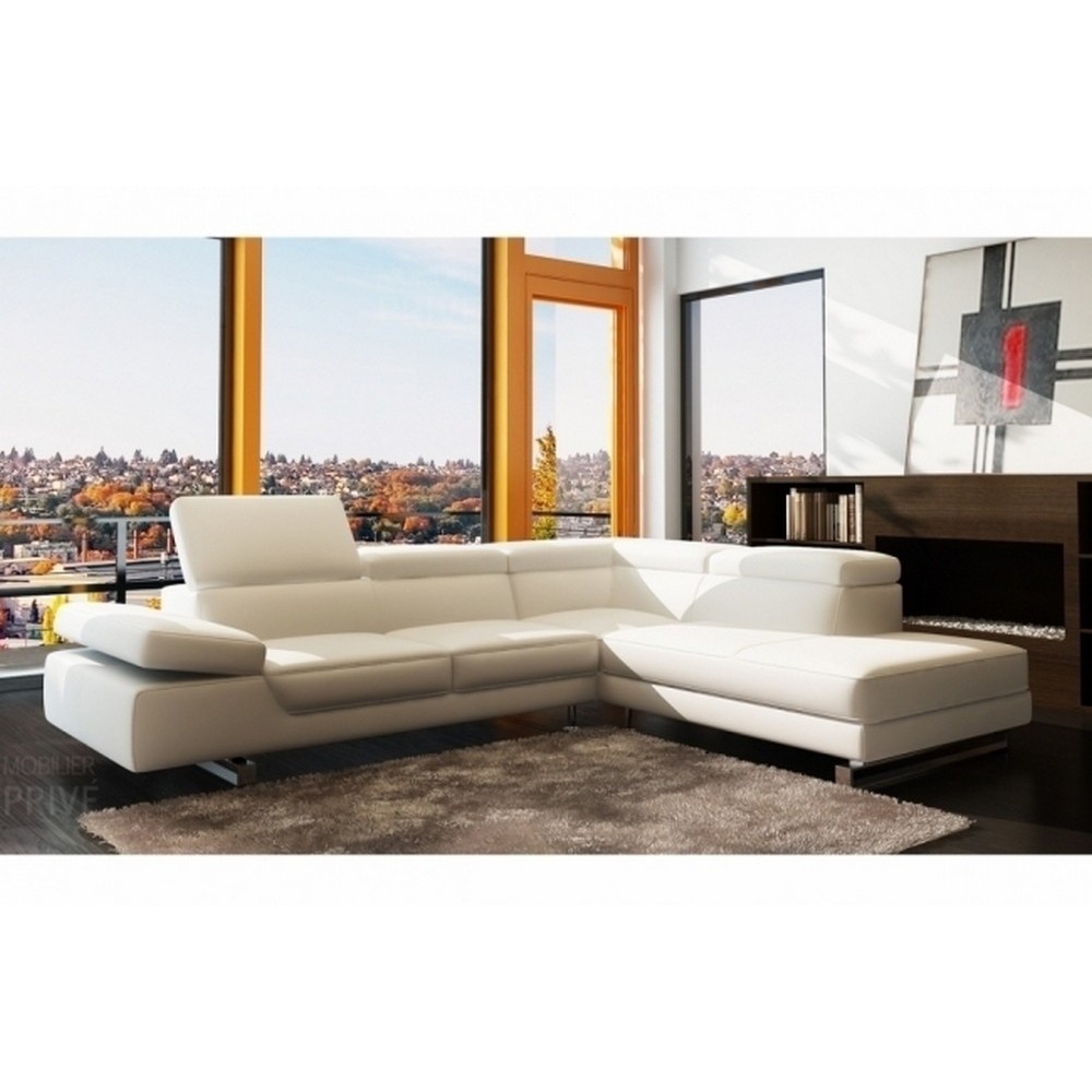 Canapé d'angle en cuir Prestige luxe italien 5/6 places Grand GEORGE, coloris blanc, angle droit Canapé d'angle en cuir Prestige luxe italien 5/6 places Grand GEORGE, coloris blanc, angle droit
