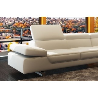 Canapé d'angle en cuir Prestige luxe italien 5/6 places Grand GEORGE, coloris blanc, angle droit