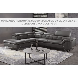 Solde commande personnalisee sur demande du client Mr Abaza canapé d'angle en cuir epais de buffle italien de luxe 5/6 places vi
