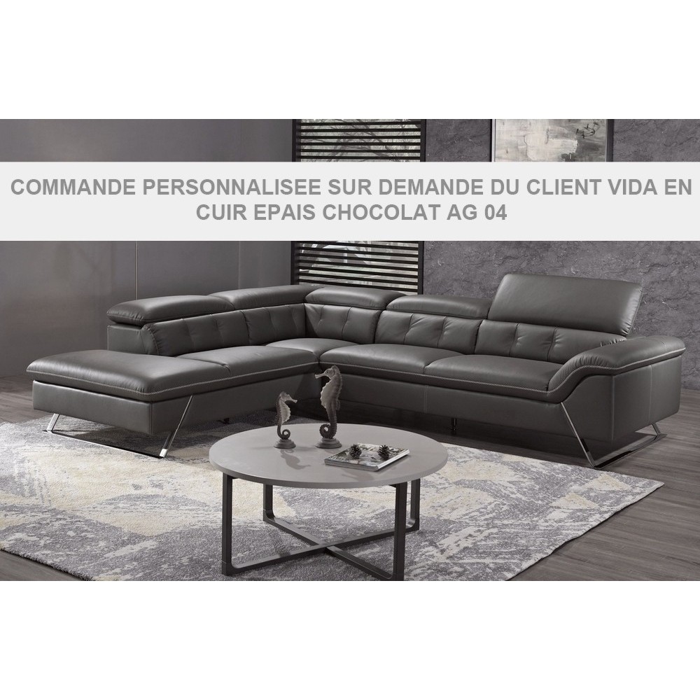 Solde commande personnalisee sur demande du client canapé d'angle en cuir epais de buffle italien de luxe 5/6 places vi