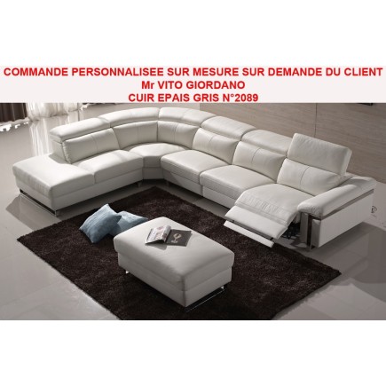 COMMANDE PERSONNALISEE SUR MESURE SUR DEMANDE DU CLIENT DE Mr VITO GIORDANO Canapé d'angle relax en cuir buffle Epais italien, d