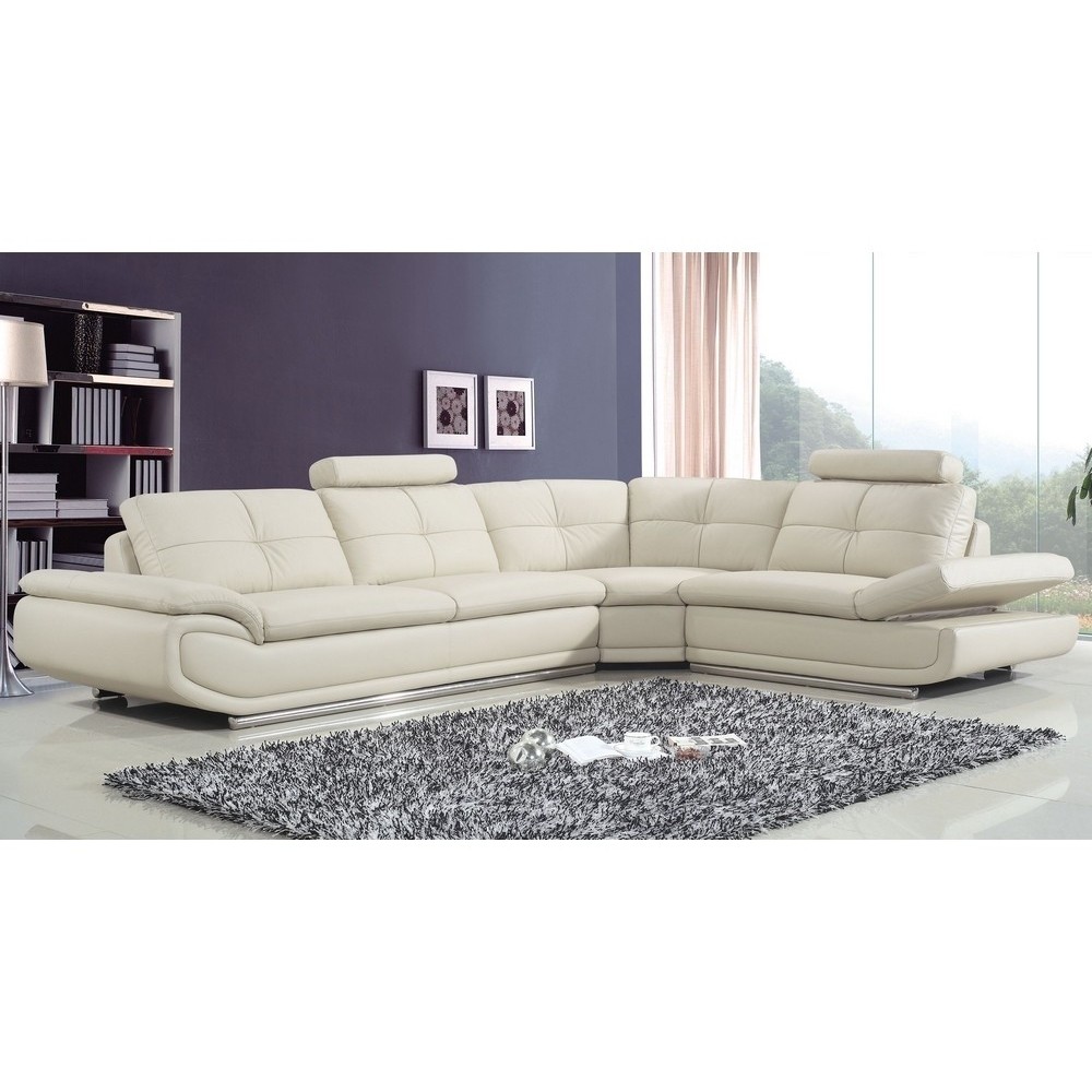 Canapé d'angle en cuir buffle italien de luxe 6/7 places BELLALIGNA, blanc, angle droit Canapé d'angle en cuir buffle italien de luxe 6/7 places BELLALIGNA, blanc, angle droit