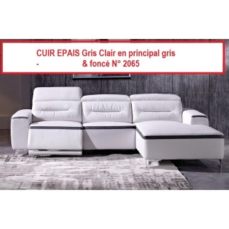 COMMANDE PERSONNALISEE SUR DEMANDE DU CLIENT , Cuir Epais Canapé d'angle relax en cuir de buffle italien de luxe FUNRELAX , Gris