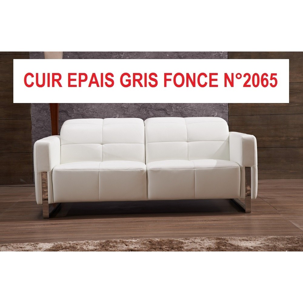 COMMANDE PERSONNALISEE SUR DEMANDE DU CLIENT Canapé 3 places VALORIA en cuir de buffle Epais italien de luxe, Cuir Epais gris fo