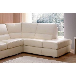 - Canapé d'angle BARSANO en cuir haut de gamme italien vachette. Cuir Prestige luxe. Ecru. Angle Gauche vu de face