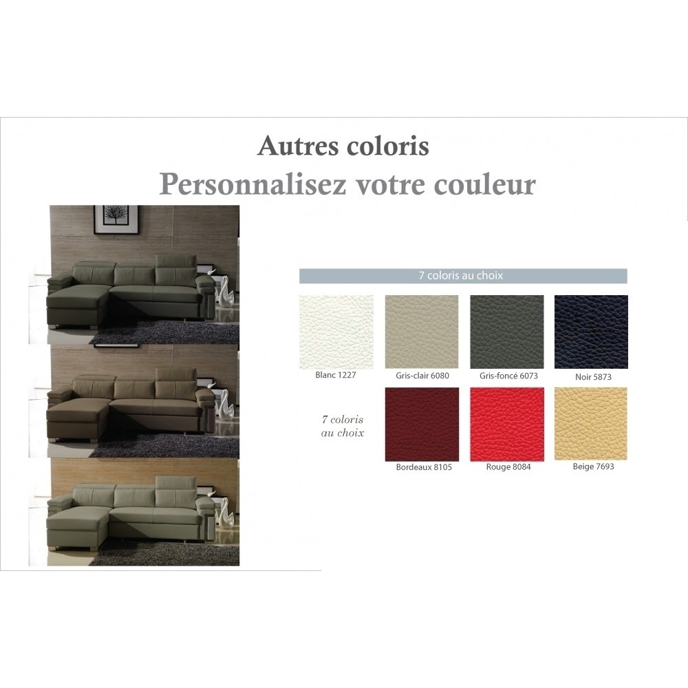 Paiement : Canapé d'angle convertible 5 places en Cuir, ALLURE, couleur gris foncé, angle gauche, 333.60 x 5 (total 1668 €)