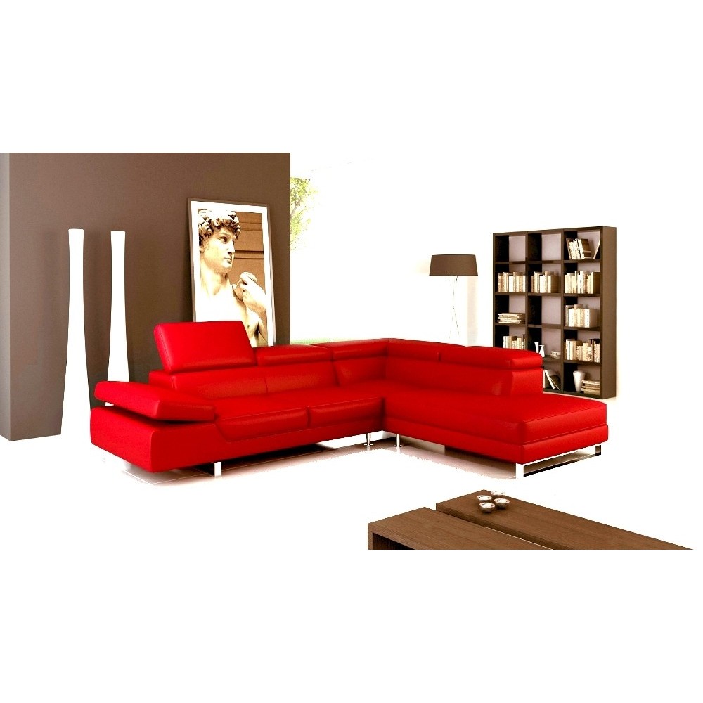 Canapé d'angle en cuir italien 5/6 places GEORGE, petit modèle, Rouge, angle droit Canapé d'angle en cuir italien 5/6 places GEORGE, petit modèle, Rouge, angle droit