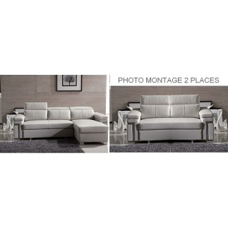 1er paiement pour la commande Canapé d'angle convertible en cuir buffle italien 5 places, allure, blanc, angle droit et canapé 2