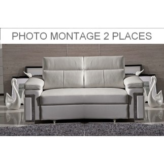 Canapé 2 places en cuir buffle italien, Collection ALLURE, blanc