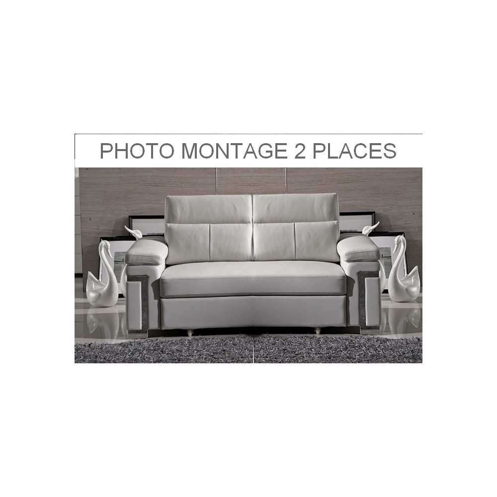 Canapé 2 places en cuir buffle italien, Collection ALLURE, blanc