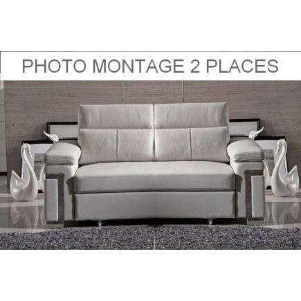 Canapé 2 places en cuir buffle italien, Collection ALLURE, blanc