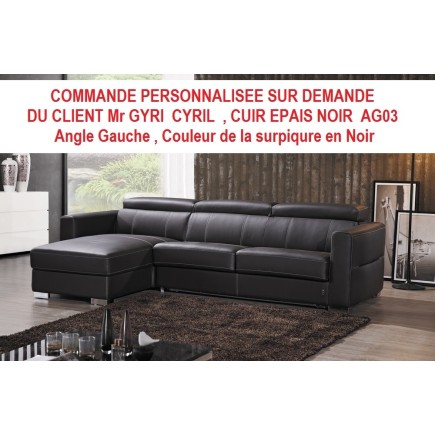 COMMANDE PERSONNALISEE SUR DEMANDE DU CLIENT POUR LE Canapé d'angle convertible en cuir de buffle EPAIS italien de luxe 5 places