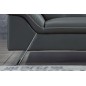 Canapé d'angle en cuir de buffle italien de luxe 5/6 places, VIDA, gris foncé et surpiqure blanche, angle droit Canapé d'angle en cuir de buffle italien de luxe 5/6 places, VIDA, gris foncé et surpiqure blanche, angle droit