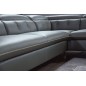 Canapé d'angle en cuir de buffle italien de luxe 5/6 places, VIDA, gris foncé et surpiqure blanche, angle droit Canapé d'angle en cuir de buffle italien de luxe 5/6 places, VIDA, gris foncé et surpiqure blanche, angle droit