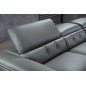 Canapé d'angle en cuir de buffle italien de luxe 5/6 places, VIDA, gris foncé et surpiqure blanche, angle droit Canapé d'angle en cuir de buffle italien de luxe 5/6 places, VIDA, gris foncé et surpiqure blanche, angle droit