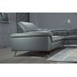 Canapé d'angle en cuir de buffle italien de luxe 5/6 places, VIDA, gris foncé et surpiqure blanche, angle droit Canapé d'angle en cuir de buffle italien de luxe 5/6 places, VIDA, gris foncé et surpiqure blanche, angle droit