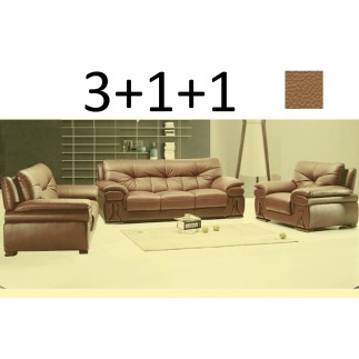 Ensemble OXFORD 3 pièces: composé d'un canapé 3 places + 2 fauteuils en cuir luxe italien vachette , marron
