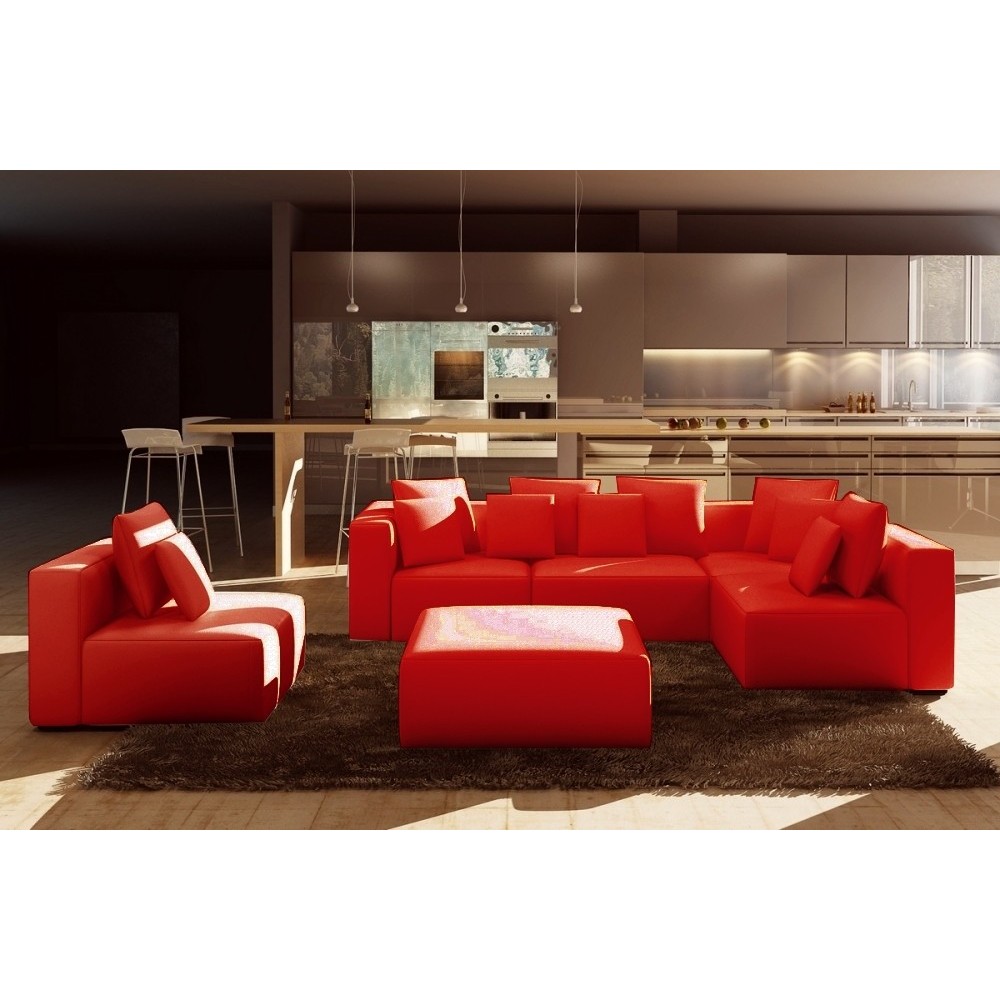 Canapé modulable COMBINO CUIR PRESTIGE LUXE, ROUGE Canapé modulable COMBINO CUIR PRESTIGE LUXE, ROUGE