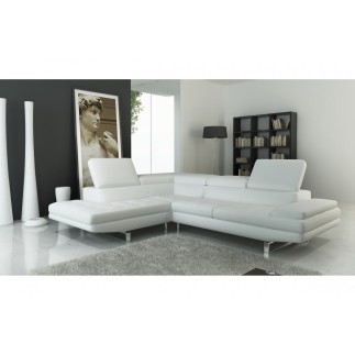 Canapé d'angle en cuir italien 6 places BIRKIN, blanc