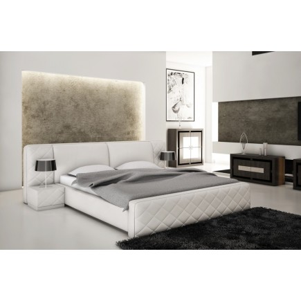 1er paiement commande, 1 Lit en cuir italien de luxe elegance, blanc 160x200, sans chevet, montant total 880, en 6x sans frais