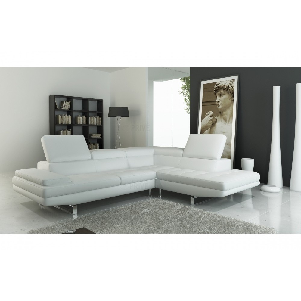 Canapé d'angle en cuir italien 6 places BIRKIN, blanc, angle droit Canapé d'angle en cuir italien 6 places BIRKIN, blanc, angle droit