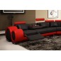 Canapé d'angle en cuir italien 5/6 places PETIT EXCELIA, noir et rouge, angle droit Canapé d'angle en cuir italien 5/6 places PETIT EXCELIA, noir et rouge, angle droit