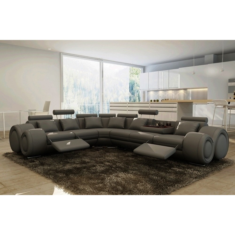 Canapé d'angle en cuir italien 5/6 places PETIT EXCELIA, gris foncé, angle gauche Canapé d'angle en cuir italien 5/6 places PETIT EXCELIA, gris foncé, angle gauche