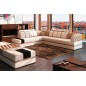 1er paiement commande de , Canapé d'angle en cuir italien 6/7 places riva, blanc et beige, en 6x sans frai