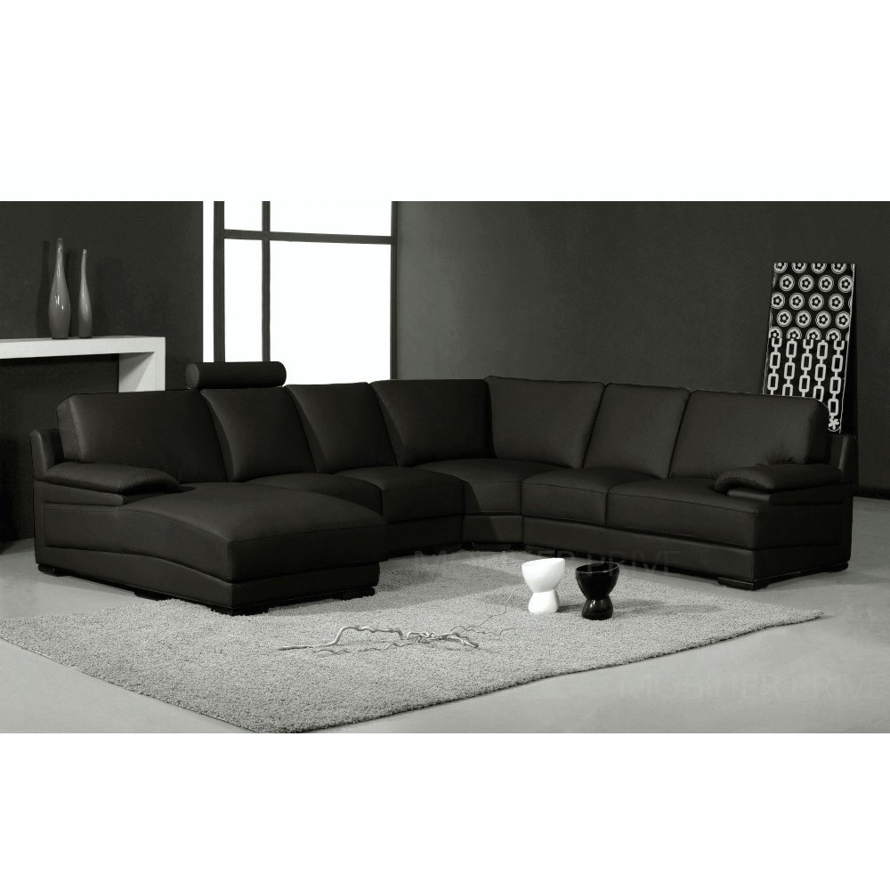 1er paiement de la commande de , Canapé d'angle en cuir italien 6/7 places mister, noir, angle droit, en 6x san