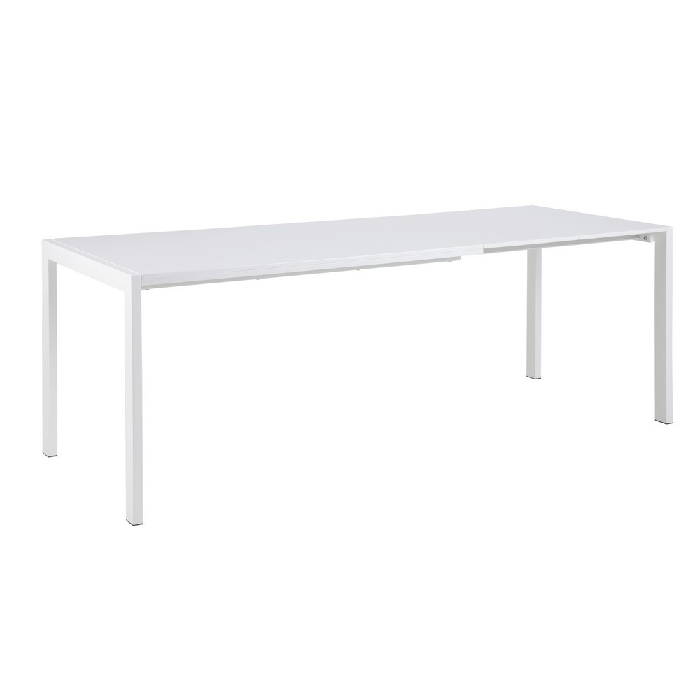 Table à manger avec rallonge Brita, haute, dessus blanc, table laquée brillante Table à manger avec rallonge Brita, haute, dessus blanc, table laquée brillante