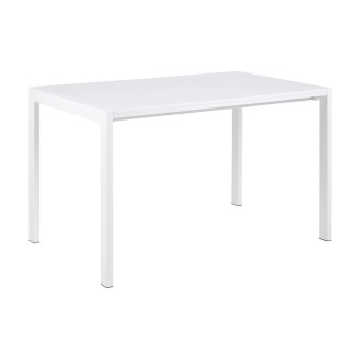 Table à manger avec rallonge Brita, haute, dessus blanc, table laquée brillante