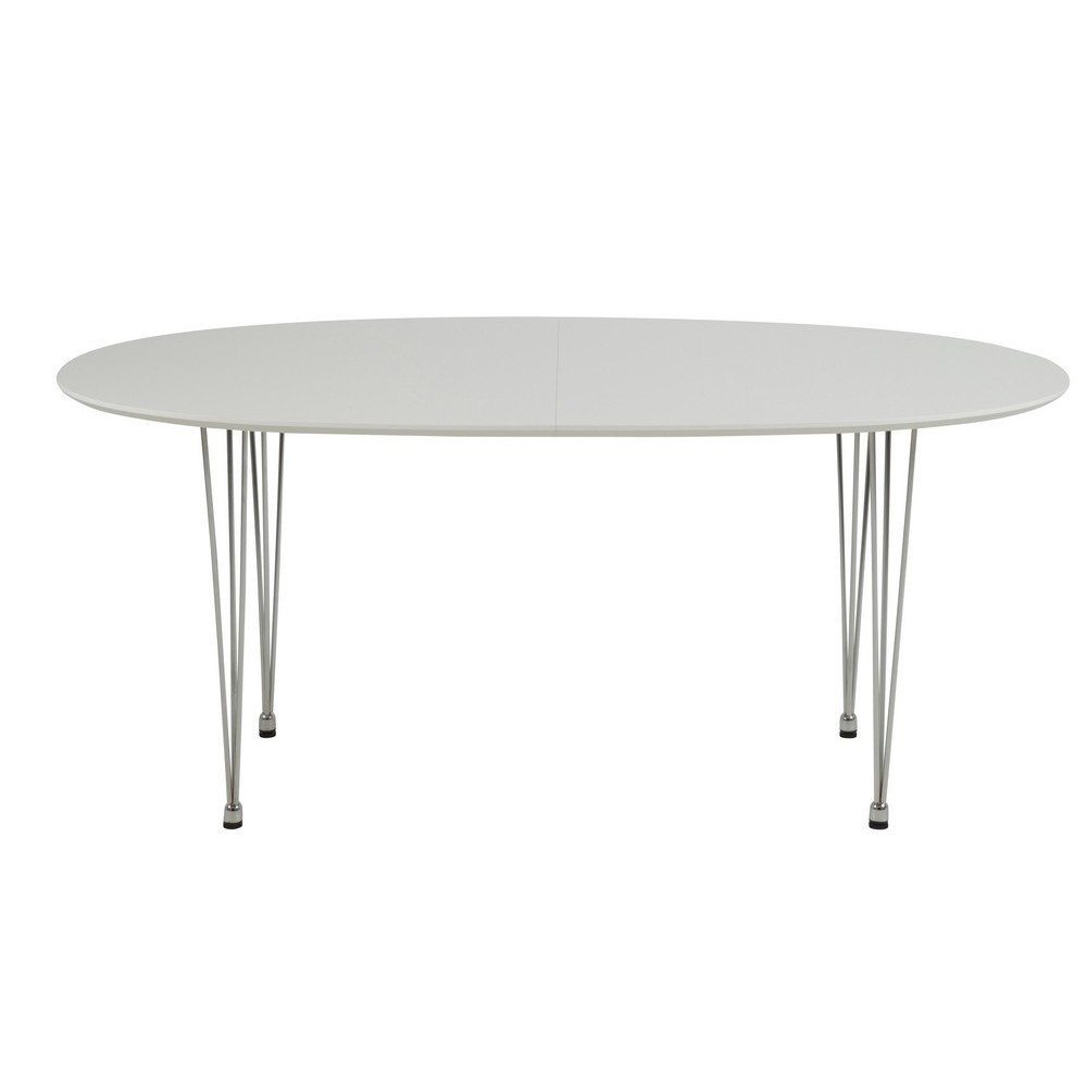 Table à manger Carini, blanc, 2 extensions sur rail Table à manger Carini, blanc, 2 extensions sur rail