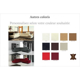 Canapé d'angle en cuir italien 5/6 places - Petit GEORGE, couleur personnalisée, angle gauche