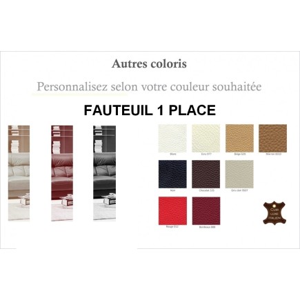 Fauteuil une place en cuir luxe italien vachette, couleur personnalisée