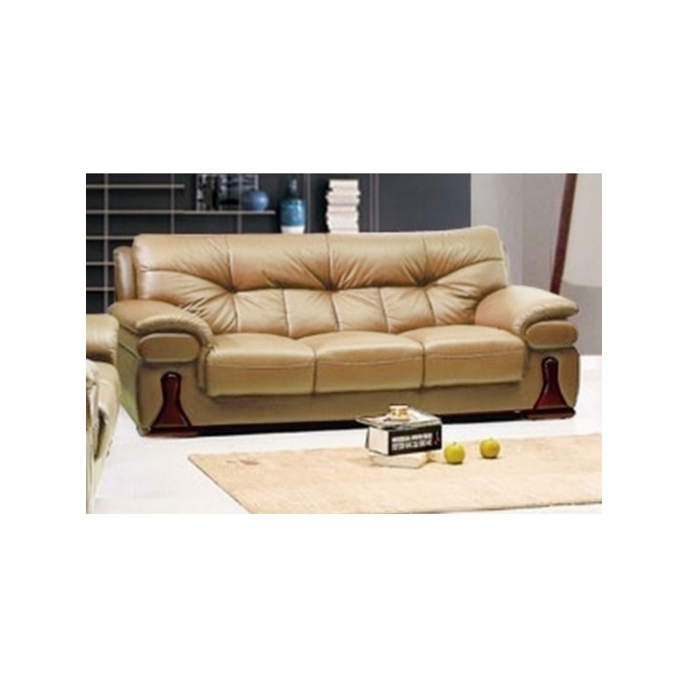 Canapé 3 pièces OXFORD en cuir luxe italien vachette, beige, 3 places Canapé 3 pièces OXFORD en cuir luxe italien vachette, beige, 3 places