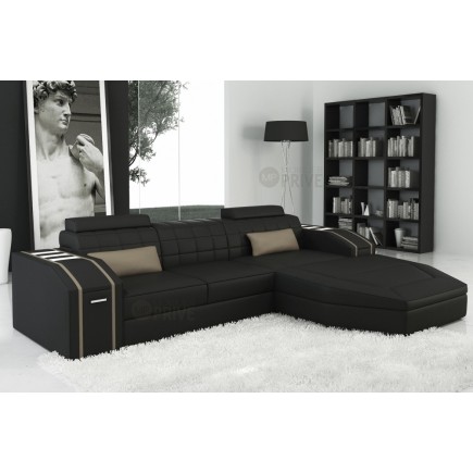 Solde de paiement de la commande de Mr Gabriel Pascal, canapé d'angle en cuir italien 5 places elson, noir et beige, angle droit
