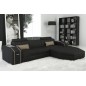 Solde de paiement de la commande de , canapé d'angle en cuir italien 5 places elson, noir et beige, angle droit