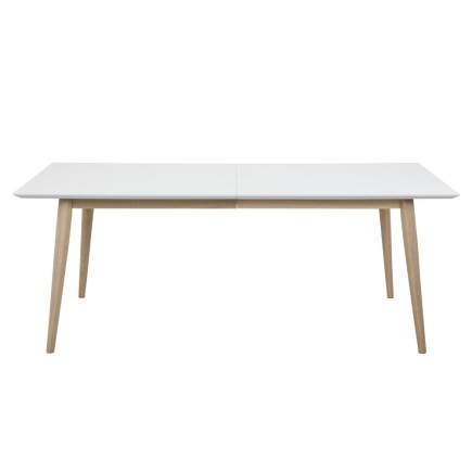 Table à manger CENZA, bois, plateau blanc laqué