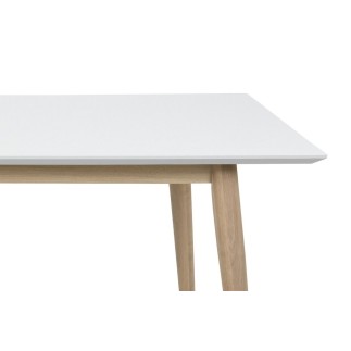 Table à manger CENZA, bois, plateau blanc laqué