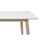 Table à manger CENZA, bois, plateau blanc laqué, bicolore bois et blanc