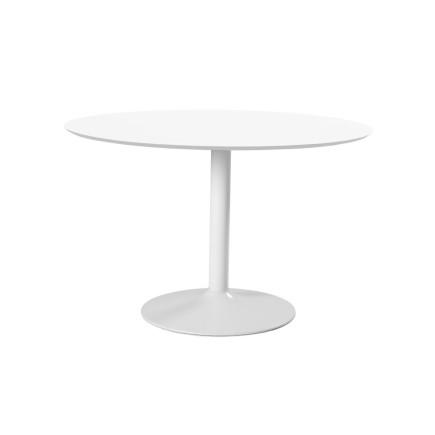 Table à manger ronde IBIZA, blanc plateau MDF