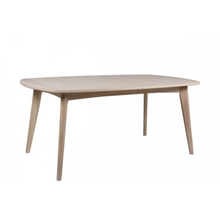 Table à manger MANZONI, coins ronds, placage chêne, traité huile (sans rallonge). Modèle clair, Bois