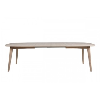 Table à manger MANZONI, coins ronds, placage chêne, traité huile AVEC rallonge. Modèle clair.