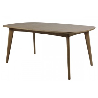 Table à manger MARIE, coins ronds, bois massif, placage chêne. AVEC rallonge. Modèle foncé.