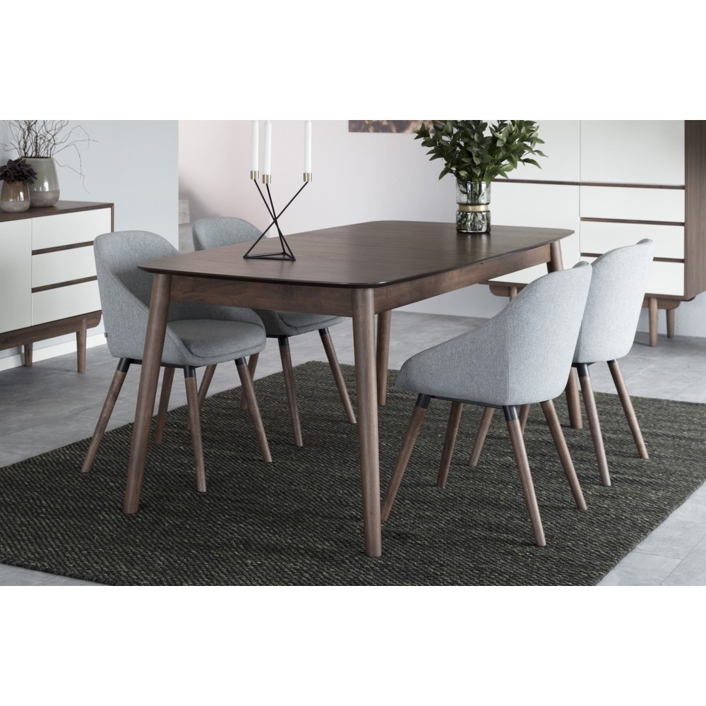 Table à manger MONA, bords débordants, placage noyer, avec rallonge, bois Table à manger MONA, bords débordants, placage noyer, avec rallonge, bois